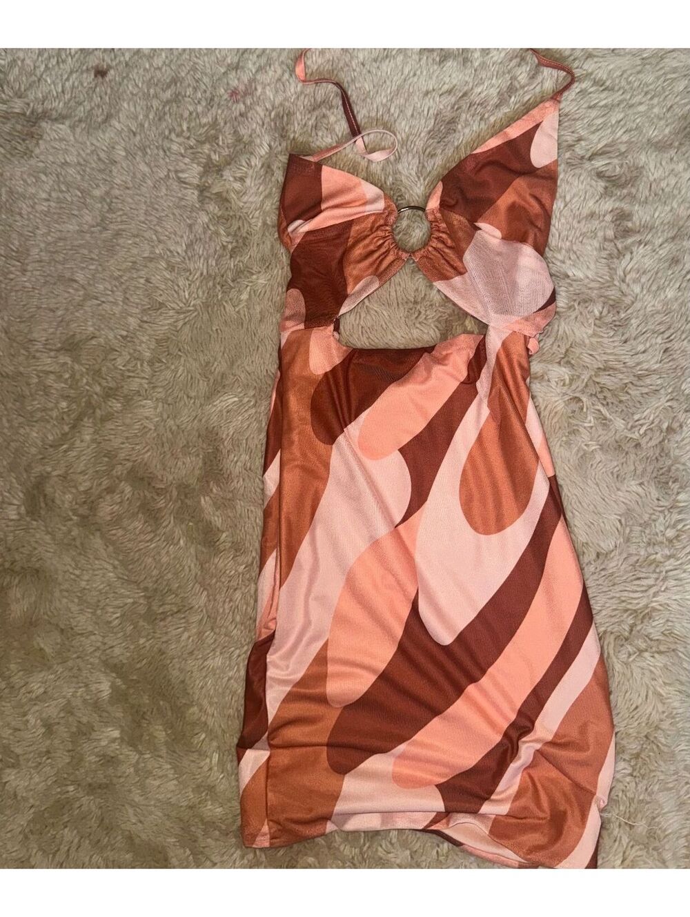 Princess Polly Brown Pink Cut Out Bodycon Mini Dress Size 2 Y2K Party